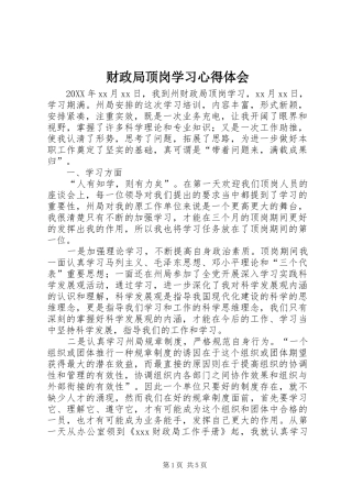 2024年财政局顶岗学习心得体会
