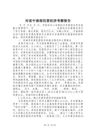 2024年对省中南部民营经济考察报告