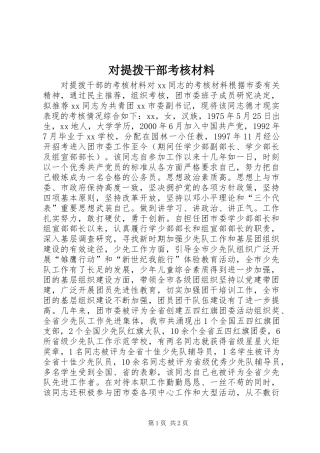 2024年对提拨干部考核材料