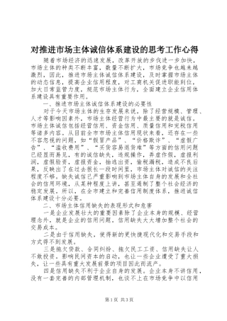 2024年对推进市场主体诚信体系建设的思考工作心得