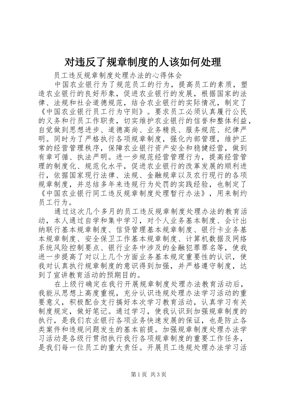 2024年对违反了规章制度的人该如何处理_第1页