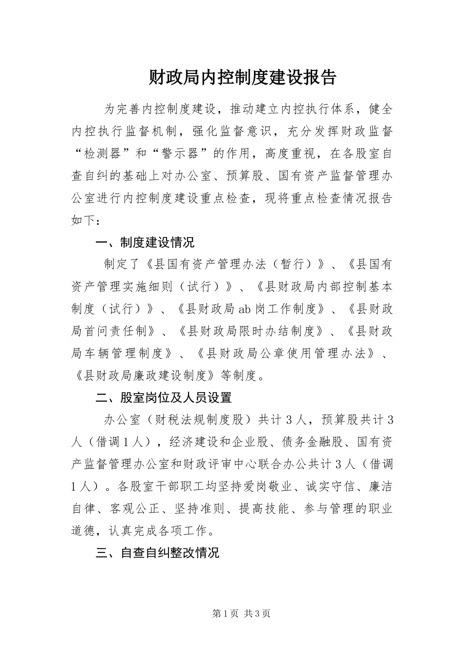 2024年财政局内控制度建设报告_第1页