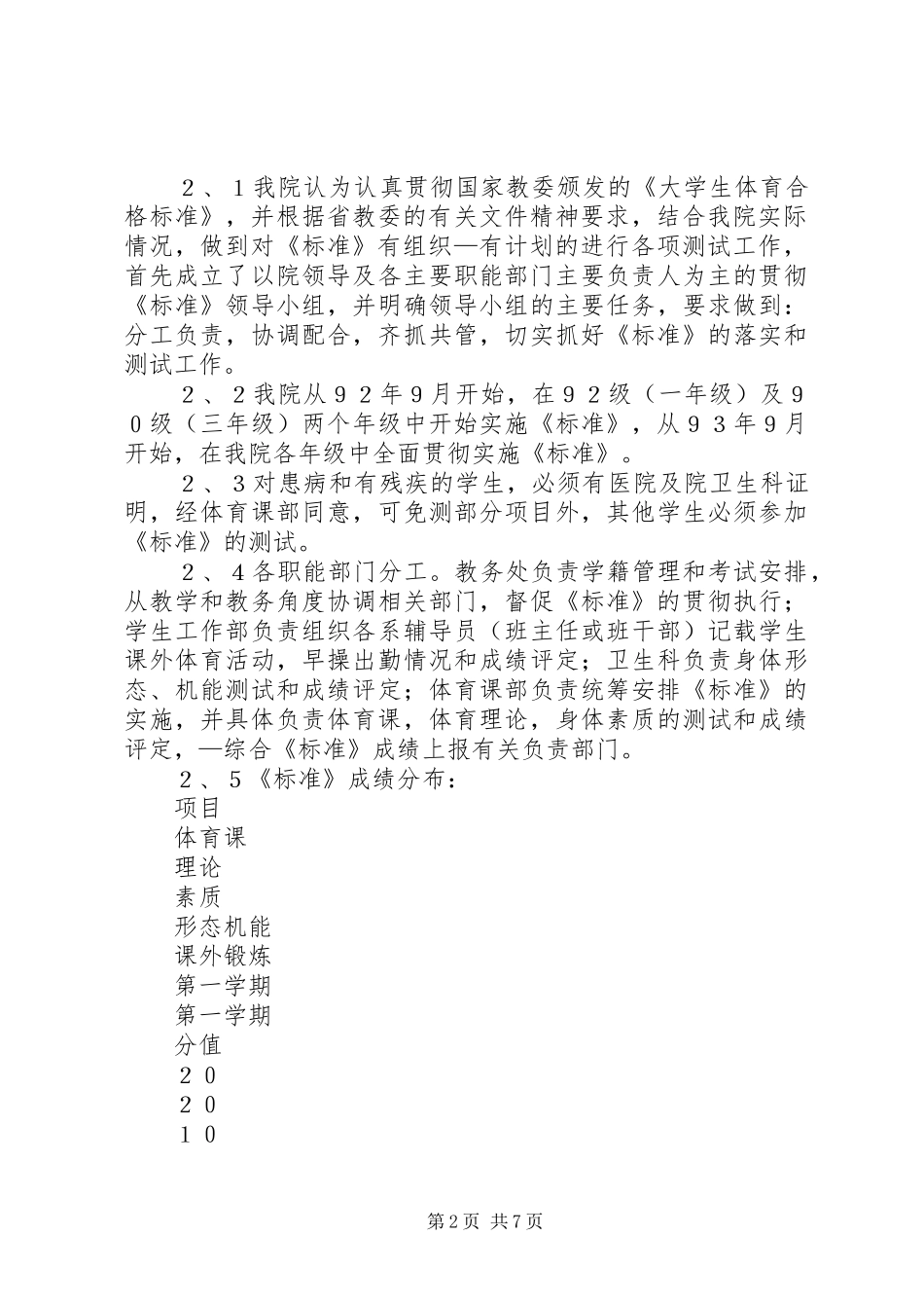 2024年对我院实施大学生体育合格标准工作中若干问题分析与建议_第2页
