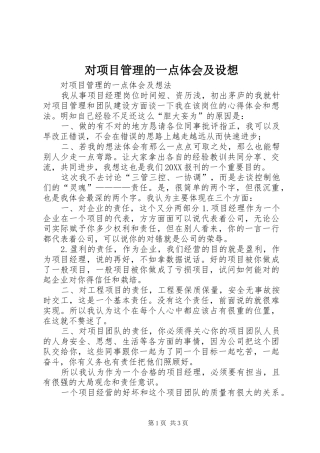 2024年对项目管理的一点体会及设想