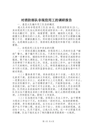 2024年对消防部队非现役用工的调研报告