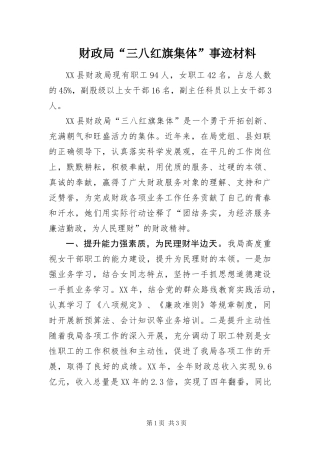 2024年财政局三八红旗集体事迹材料