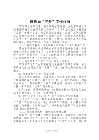 2024年财政局三资工作总结