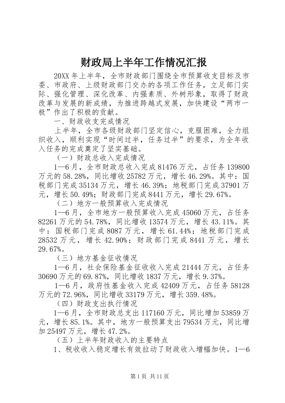 2024年财政局上半年工作情况汇报_第1页
