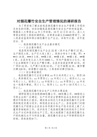2024年对烟花爆竹安全生产管理情况的调研报告