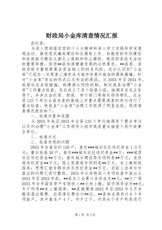 2024年财政局小金库清查情况汇报