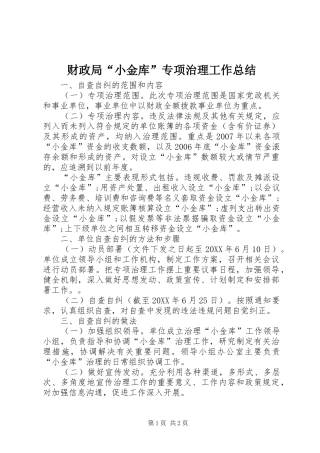 2024年财政局小金库专项治理工作总结