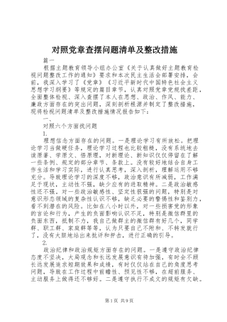 2024年对照党章查摆问题清单及整改措施
