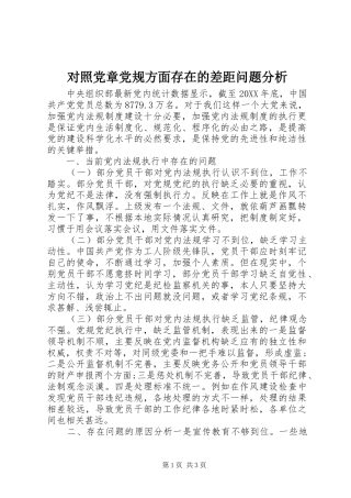 2024年对照党章党规方面存在的差距问题分析