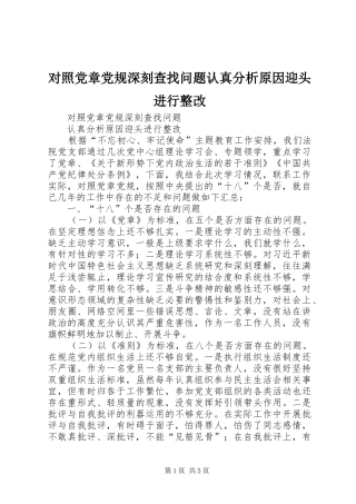 2024年对照党章党规深刻查找问题认真分析原因迎头进行整改