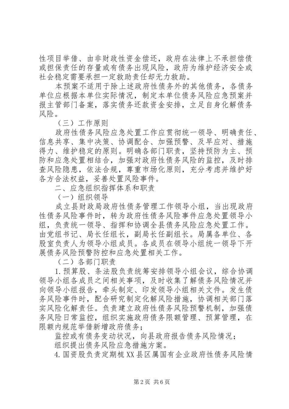 2024年财政局政府性债务风险工作预案_第2页
