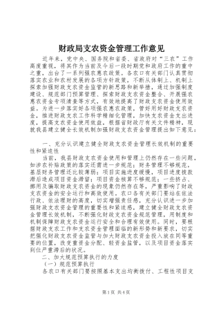 2024年财政局支农资金管理工作意见