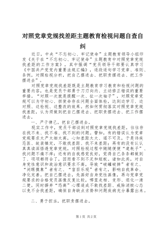 2024年对照党章党规找差距主题教育检视问题自查自纠