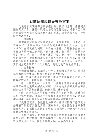 2024年财政局作风建设整改方案