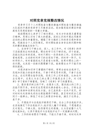 2024年对照党章党规整改情况