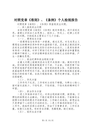 2024年对照党章准则条例个人检视报告