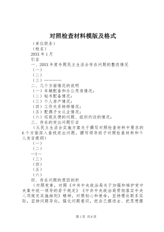 2024年对照检查材料模版及格式