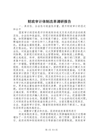2024年财政审计体制改革调研报告
