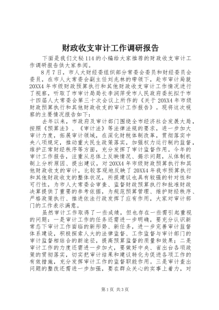 2024年财政收支审计工作调研报告