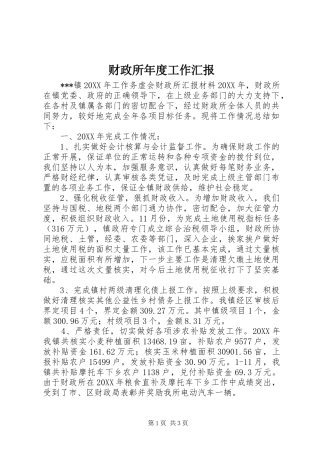 2024年财政所年度工作汇报