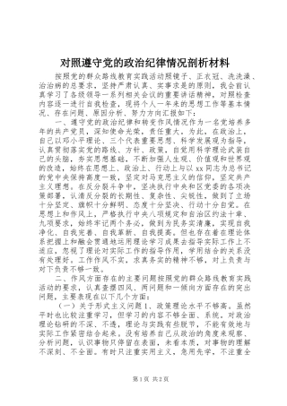 2024年对照遵守党的政治纪律情况剖析材料