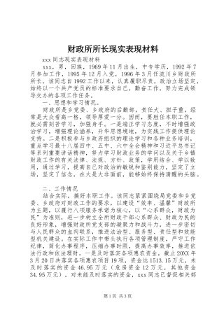 2024年财政所所长现实表现材料