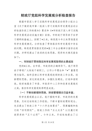 2024年财政厅党组科学发展观分析检查报告
