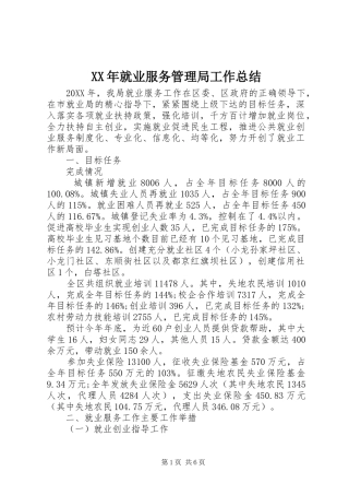 2024年就业服务管理局工作总结