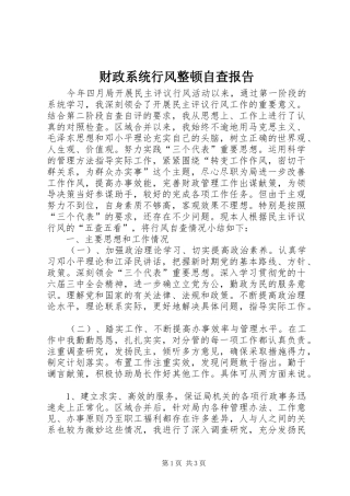 2024年财政系统行风整顿自查报告