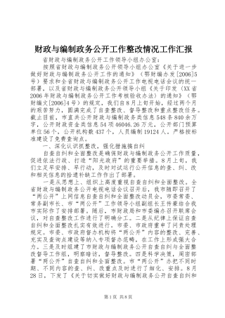 2024年财政与编制政务公开工作整改情况工作汇报