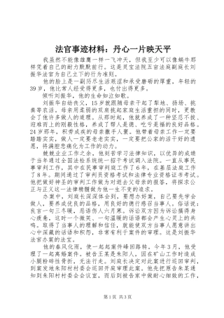 2024年法官事迹材料丹心一片映天平