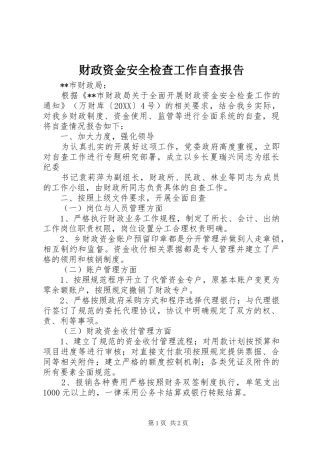 2024年财政资金安全检查工作自查报告