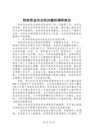 2024年财政资金安全性问题的调研报告