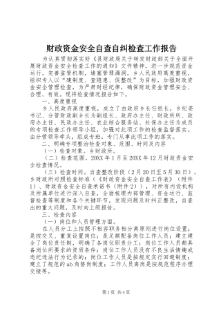 2024年财政资金安全自查自纠检查工作报告