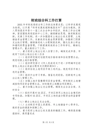 2024年财政综合科工作打算