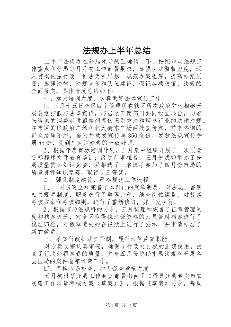 2024年法规办上半年总结_第1页