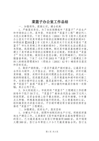 2024年菜篮子办公室工作总结