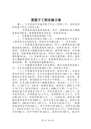 2024年菜篮子工程实施方案