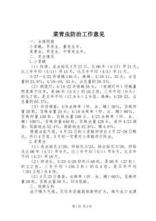 2024年菜青虫防治工作意见