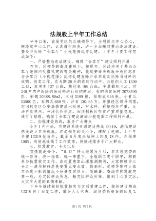 2024年法规股上半年工作总结