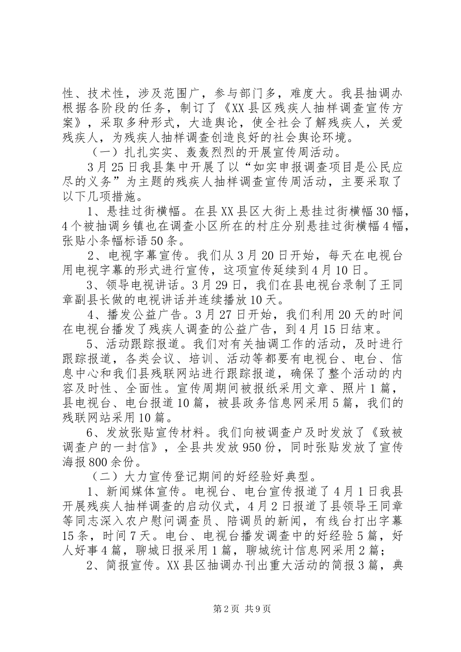 2024年残疾人抽样调查工作总结_第2页