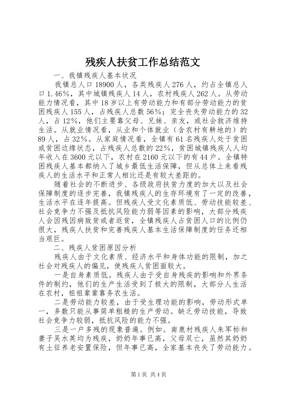 2024年残疾人扶贫工作总结范文_第1页