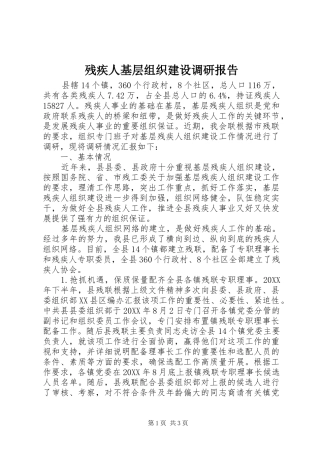 2024年残疾人基层组织建设调研报告