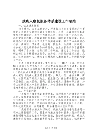 2024年残疾人康复服务体系建设工作总结