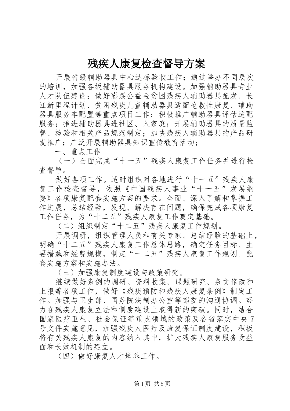 2024年残疾人康复检查督导方案_第1页