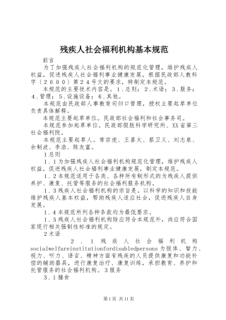 2024年残疾人社会福利机构基本规范